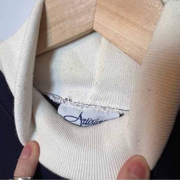 Vintage Artisans Christmas Snowman Sweatshirt size XL Navy Glittery Made in USA - Picture 6 of 8